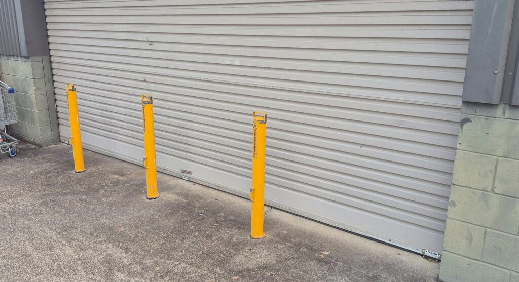 Roller door security and bollards at commercial property