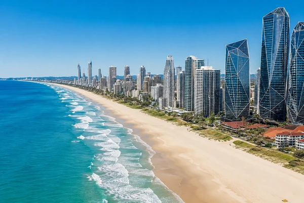 Broadbeach skyline and coastline on the Gold Coast