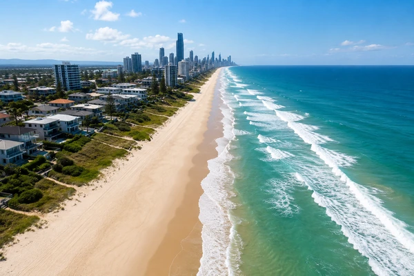 Mermaid Beach coastline on the Gold Coast