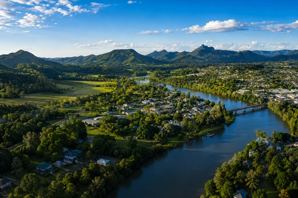 Aerial view of Murwillumbah and the Tweed Valley
