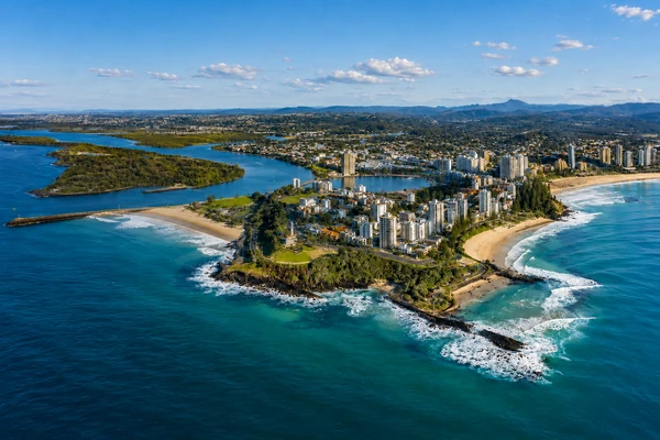 Aerial view of Tweed Heads and Coolangatta for local locksmith services